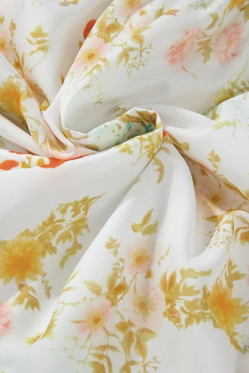 Pink Ric Rac Plaid Floral Print Patchwork Bubble Sleeve Dress - Love Salve